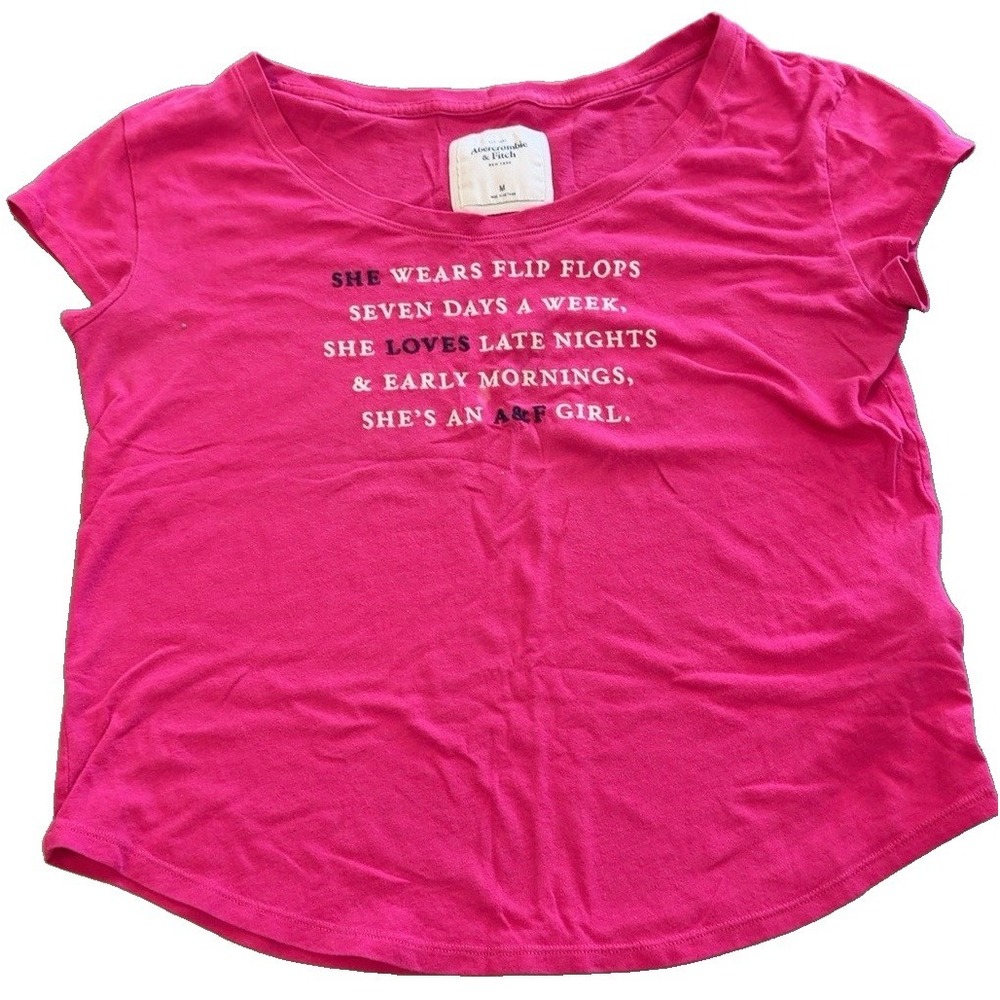Abercrombie & Fitch Y2K Pink Graphic T Shirt Womens M A&F Girl Baby Tee